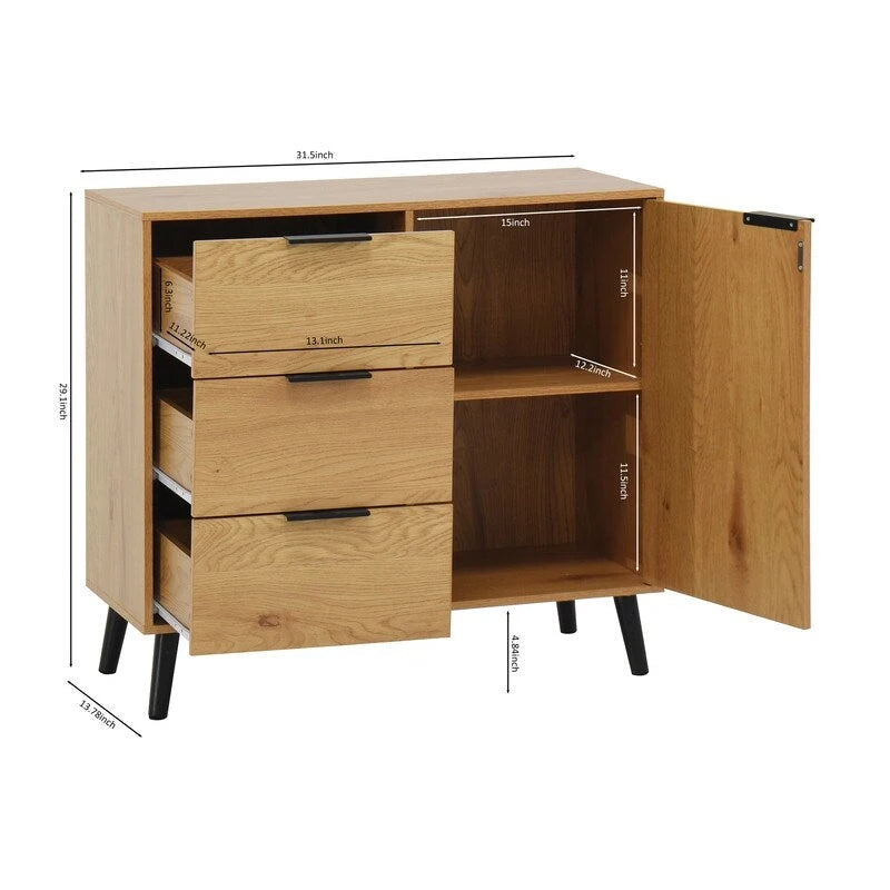 Meuble de rangement avec 3 tiroirs et étagère réglable - S.O.