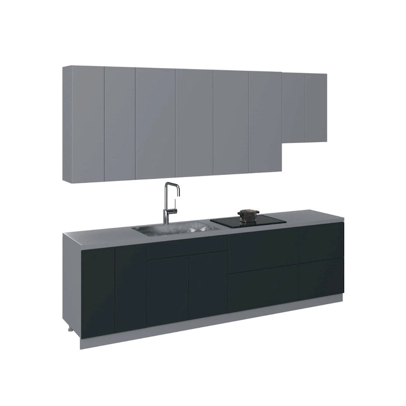 Cuisine Collection Contemporaine Noir & Blanc Brillant Base 9,5 pi de large - 114x24