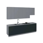Cuisine Collection Contemporaine Noir & Blanc Brillant Base 9,5 pi de large - 114x24