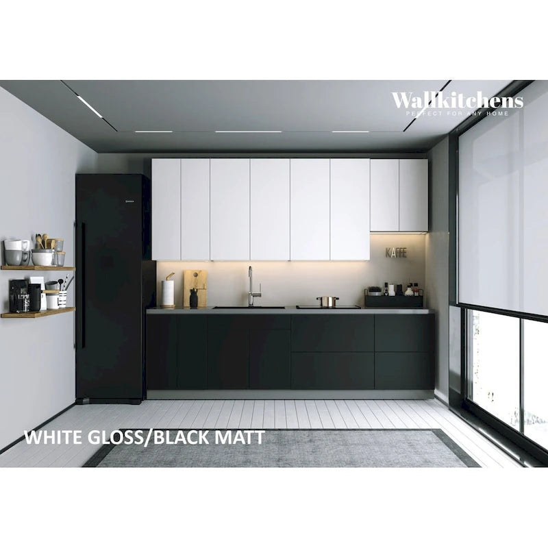 Cuisine Collection Contemporaine Noir & Blanc Brillant Base 9,5 pi de large - 114x24