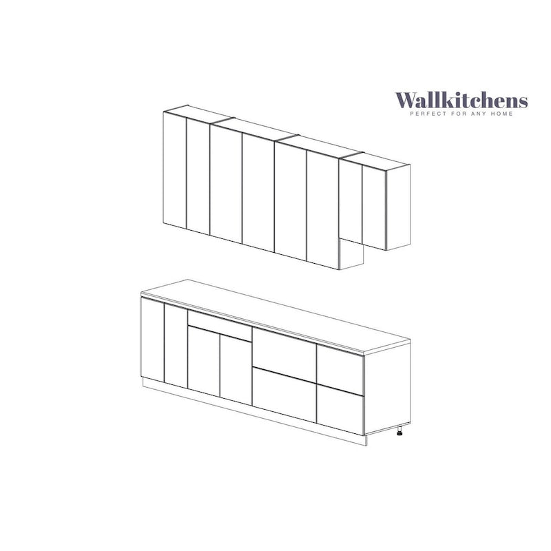 Cuisine Collection Contemporaine Noir & Blanc Brillant Base 9,5 pi de large - 114x24