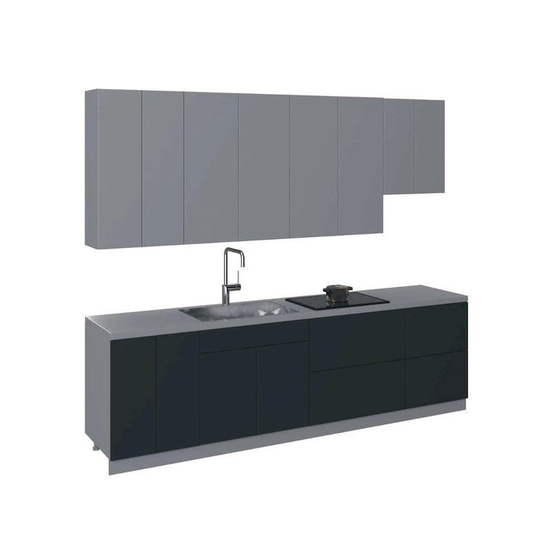 Cuisine Collection Contemporaine Noir & Blanc Brillant Base 9,5 pi de large - 114x24