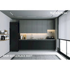 Cuisine Collection Contemporaine Noir & Blanc Brillant Base 9,5 pi de large - 114x24