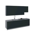 Cuisine Collection Contemporaine Noir & Blanc Brillant Base 9,5 pi de large - 114x24