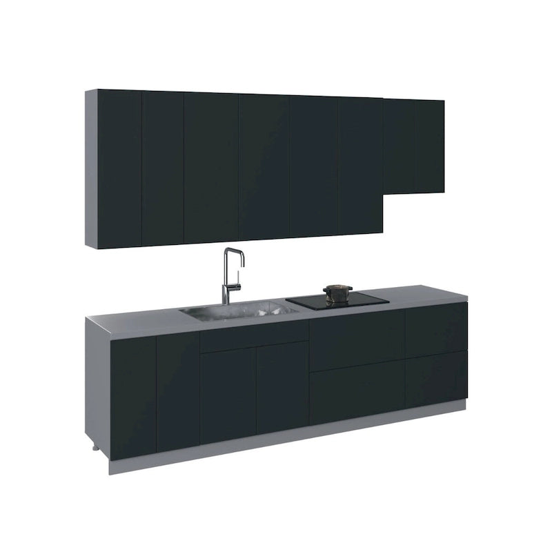 Cuisine Collection Contemporaine Noir & Blanc Brillant Base 9,5 pi de large - 114x24