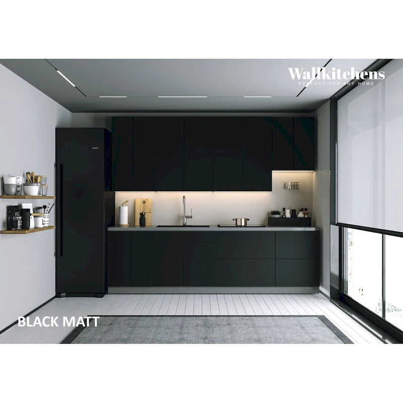 Cuisine Collection Contemporaine Noir & Blanc Brillant Base 9,5 pi de large - 114x24