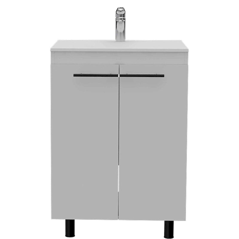 Meuble bar blanc avec étagères multiples - 24.00