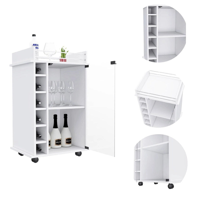 Meuble bar blanc avec étagères multiples - 24.00