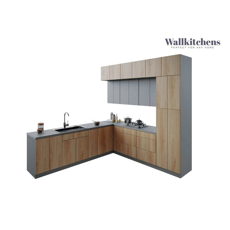 Collection « Havres Culinaires » – Base en Teck Naturel et Couleur Noire, Taille 9 pieds de large (108x24)