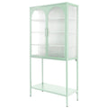 Meuble de Rangement Élégant sur Pied avec 2 Portes Vitrées Bombées Vitrine de Salon avec Étagères Réglables Anti-Basculement Anti-Poussière