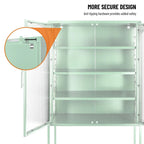 Meuble de Rangement Élégant sur Pied avec 2 Portes Vitrées Bombées Vitrine de Salon avec Étagères Réglables Anti-Basculement Anti-Poussière
