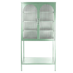 Meuble de Rangement Élégant sur Pied avec 2 Portes Vitrées Bombées Vitrine de Salon avec Étagères Réglables Anti-Basculement Anti-Poussière