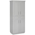 Armoire de cuisine moderne autoportante avec portes et tiroir, étagères réglables, grise