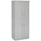 Armoire de cuisine moderne autoportante avec portes et tiroir, étagères réglables, grise