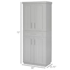 Armoire de cuisine moderne autoportante avec portes et tiroir, étagères réglables, grise