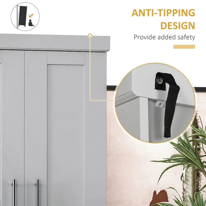 Armoire de cuisine moderne autoportante avec portes et tiroir, étagères réglables, grise