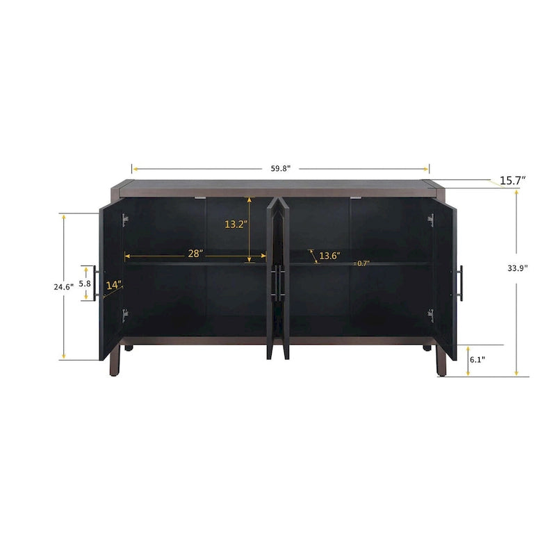 Buffet à chevrons en bois 4 portes
