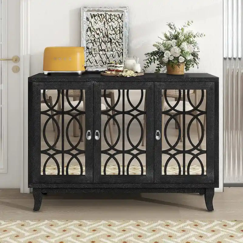 Buffet avec portes vitrées, Buffet 3 portes avec miroir