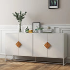 Enfilade carrée en bois massif avec poignées et portes