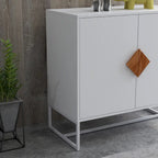 Enfilade carrée en bois massif avec poignées et portes