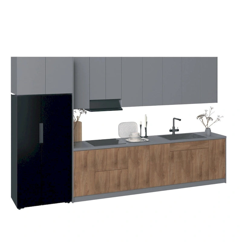 Cuisine Collection Intemporelle Teck Naturel Meuble Bas 3,96 m de large - 157x24