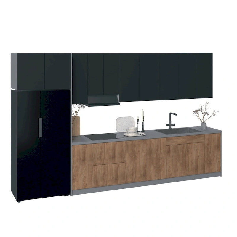 Cuisine Collection Intemporelle Teck Naturel Meuble Bas 3,96 m de large - 157x24