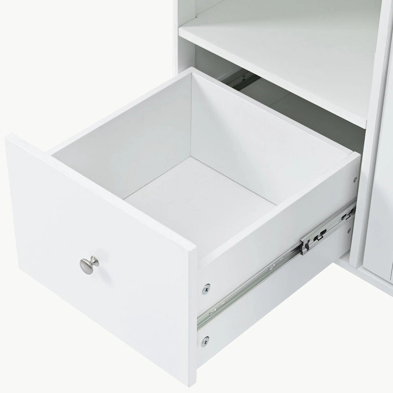 Îlot de cuisine avec abattant, chariot de cuisine à roulettes avec éclairage LED