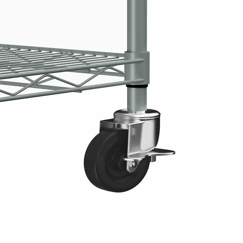 Étagères robustes en acier à 5 niveaux, réglables avec roulettes et pieds
