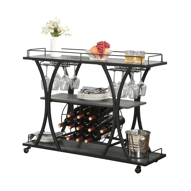Desserte de bar industrielle pour cuisine ou maison avec roues