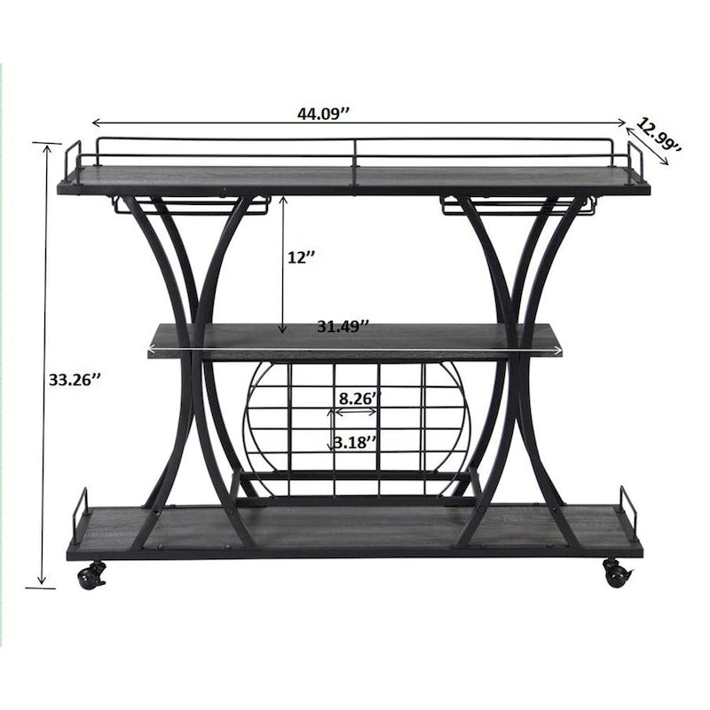 Desserte de bar industrielle pour cuisine ou maison avec roues