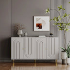 Buffet bahut moderne laqué gris 4 portes en bois - N/A