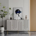 Buffet bahut moderne laqué gris 4 portes en bois - N/A