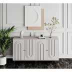 Buffet bahut moderne laqué gris 4 portes en bois - N/A