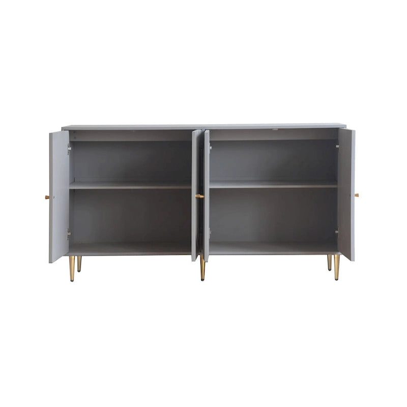Buffet bahut moderne laqué gris 4 portes en bois - N/A