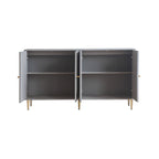 Buffet bahut moderne laqué gris 4 portes en bois - N/A
