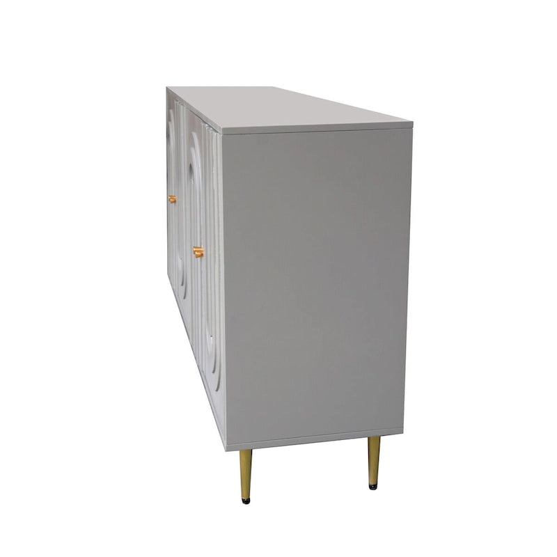 Buffet bahut moderne laqué gris 4 portes en bois - N/A