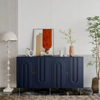 Buffet bahut moderne laqué gris 4 portes en bois - N/A