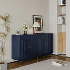 Buffet bahut moderne laqué gris 4 portes en bois - N/A