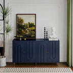 Buffet bahut moderne laqué gris 4 portes en bois - N/A