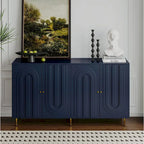 Buffet bahut moderne laqué gris 4 portes en bois - N/A