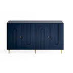 Buffet bahut moderne laqué gris 4 portes en bois - N/A