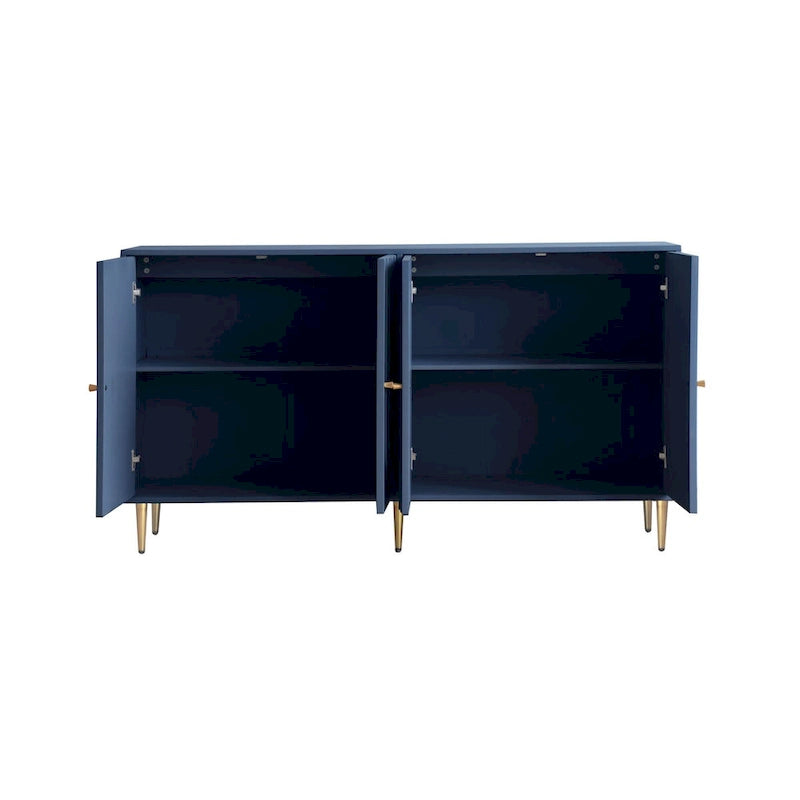Buffet bahut moderne laqué gris 4 portes en bois - N/A