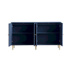 Buffet bahut moderne laqué gris 4 portes en bois - N/A
