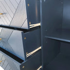Meuble fonctionnel 2 portes 3 tiroirs avec effet sculpté