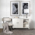 Savannah II White Fir Veneer w/ Iron Frame & 3 Doors Accent Cabinet - 47.2L x 15.7W x 31.5H