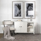 Savannah II White Fir Veneer w/ Iron Frame & 3 Doors Accent Cabinet - 47.2L x 15.7W x 31.5H