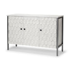 Armoire d'appoint Savannah II en placage de sapin blanc avec cadre en fer et 3 portes - 47.2L x 15.7W x 31.5H