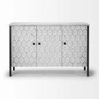 Armoire d'appoint Savannah II en placage de sapin blanc avec cadre en fer et 3 portes - 47.2L x 15.7W x 31.5H