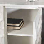 Armoire d'appoint Savannah II en placage de sapin blanc avec cadre en fer et 3 portes - 47.2L x 15.7W x 31.5H