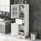 Meuble de salle de bain haut, meuble de rangement autonome avec tiroir et portes